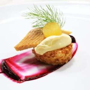 Blinis de Tapioca e Truta com Beterraba